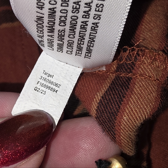 Knox Rose Terracotta Checkered Long Sleeve Dress Babydoll Mini XL Pockets V Neck - Picture 8 of 8